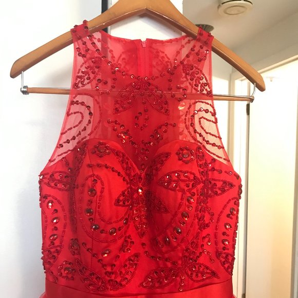 Beautiful Red Beaded Bodice Tulle Gown! - Picture 4 of 4